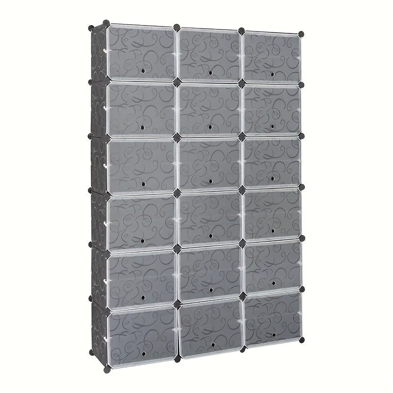 Portable Large DIY Black Shoe Rack Organizer, HOMEFISH Brand, 72 Pairs Of Capacity With Door Design, Detachable Plastic Shoe Rack, Suitable For Entrance And Bedroom Use