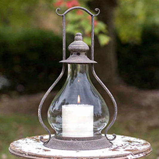 Distressed Finish Steeple Candle Lantern