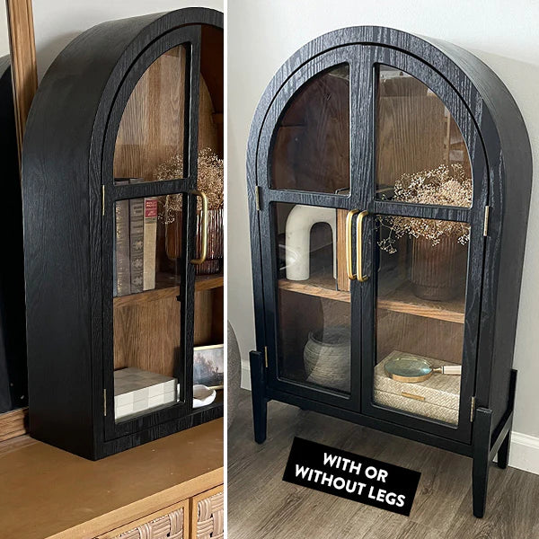 Black Wood Arched Cabinet