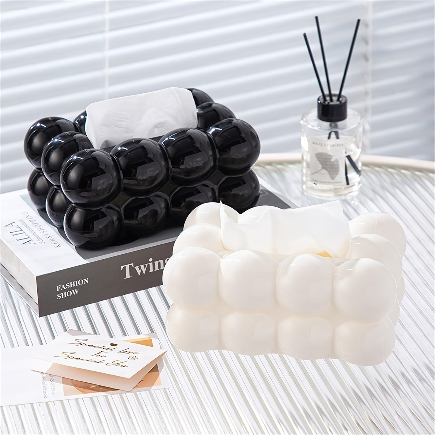 1pc Light Luxury Style Cotton Tissue Box, Home Living Room High-end Hotel Simple Tissue Storage Box, Desktop Tissue Painting Paper Box