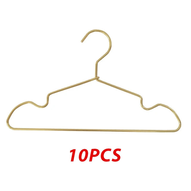 10pcs Children Clothing Hangers Anti Slip Small Golden Hangers Wardrobe Space Saving Hanger Baby Coat Skirt Dress Drying Rack