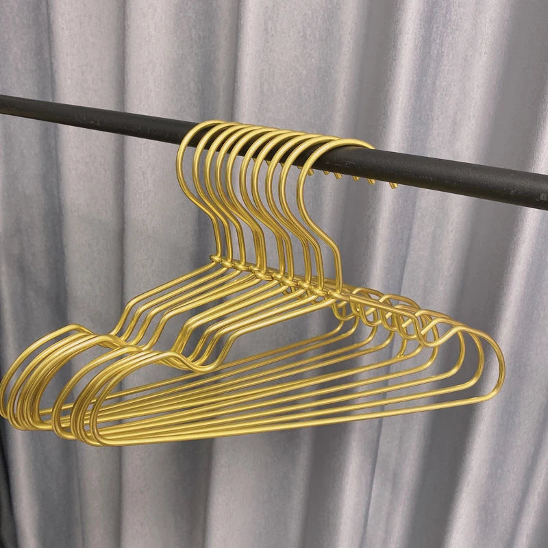 10pcs Children Clothing Hangers Anti Slip Small Golden Hangers Wardrobe Space Saving Hanger Baby Coat Skirt Dress Drying Rack