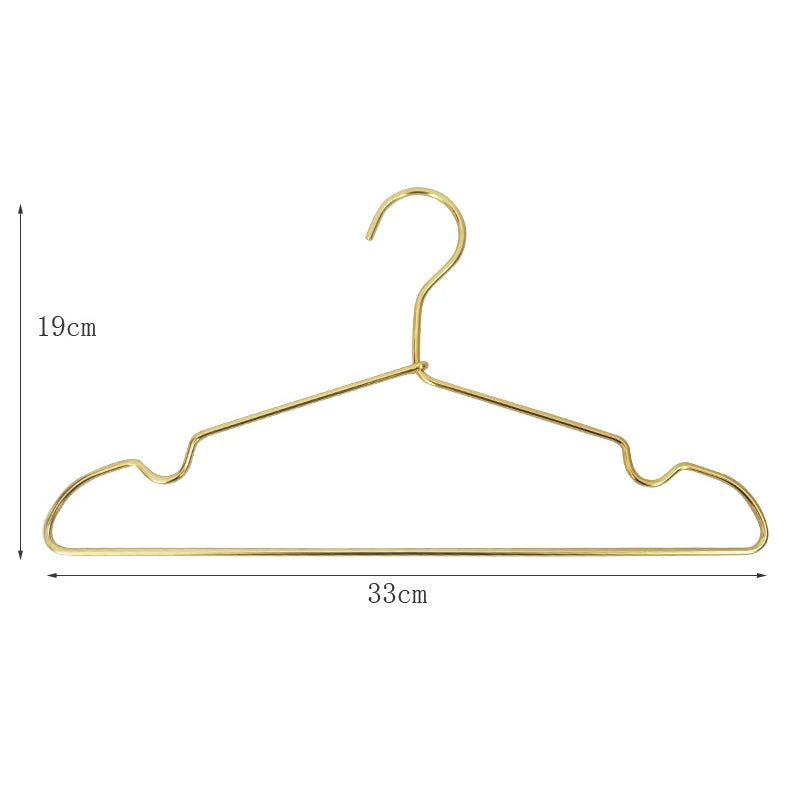 10pcs Children Clothing Hangers Anti Slip Small Golden Hangers Wardrobe Space Saving Hanger Baby Coat Skirt Dress Drying Rack