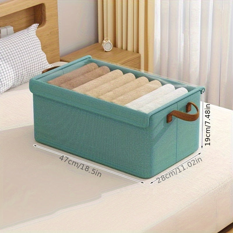 1pc Clothes Storage Box With Cover, Storage Basket For Clothes, Blankets, Toys, Dustproof Wardrobe Organizer, Space Saving Storage And Organization Of Closet, Bedroom, Home, Dorm, Bedroom Accessories