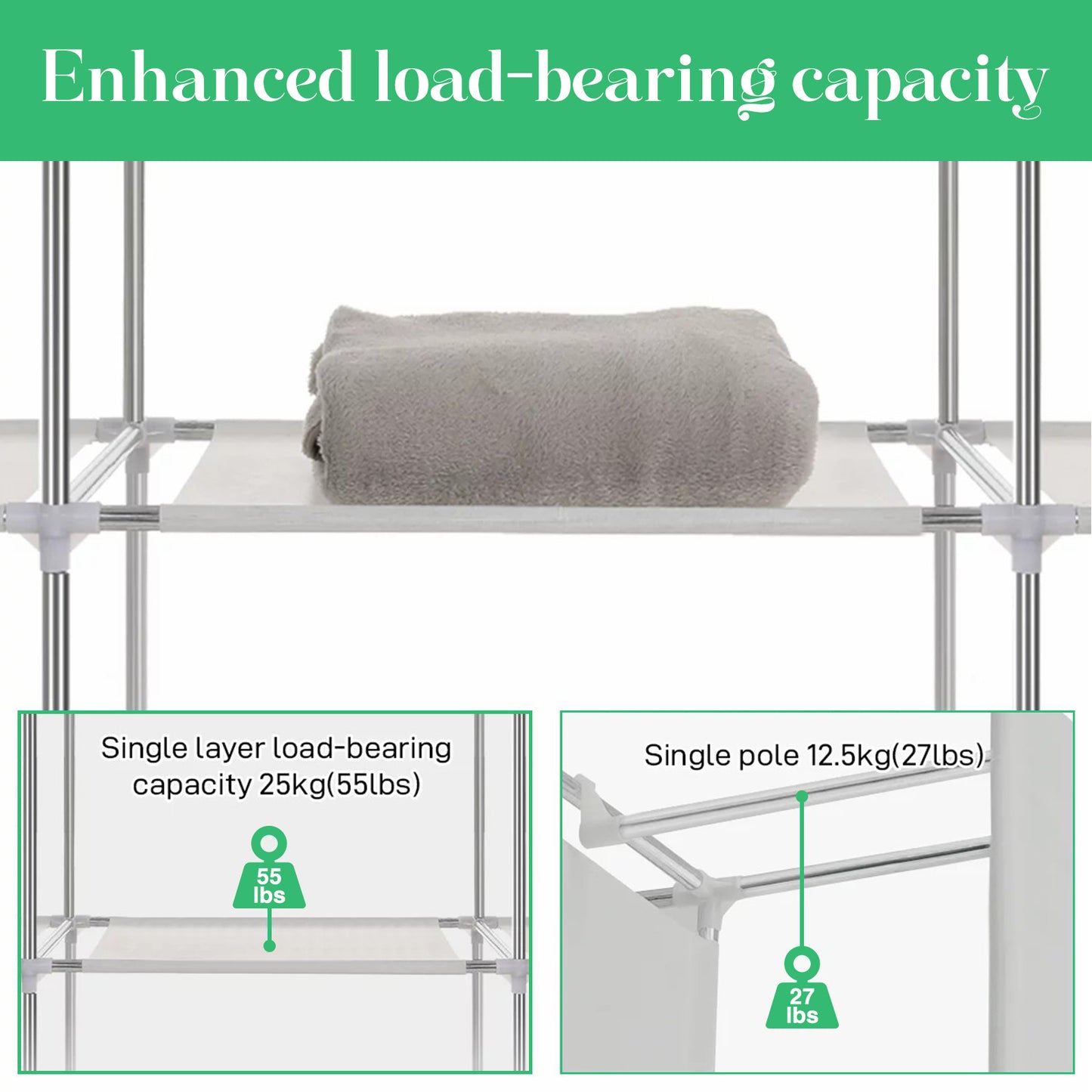 Portable Closet Storage Organizer Clothes Wardrobe Shoe Clothing Rack Shelf Dustproof Non-woven Fabric