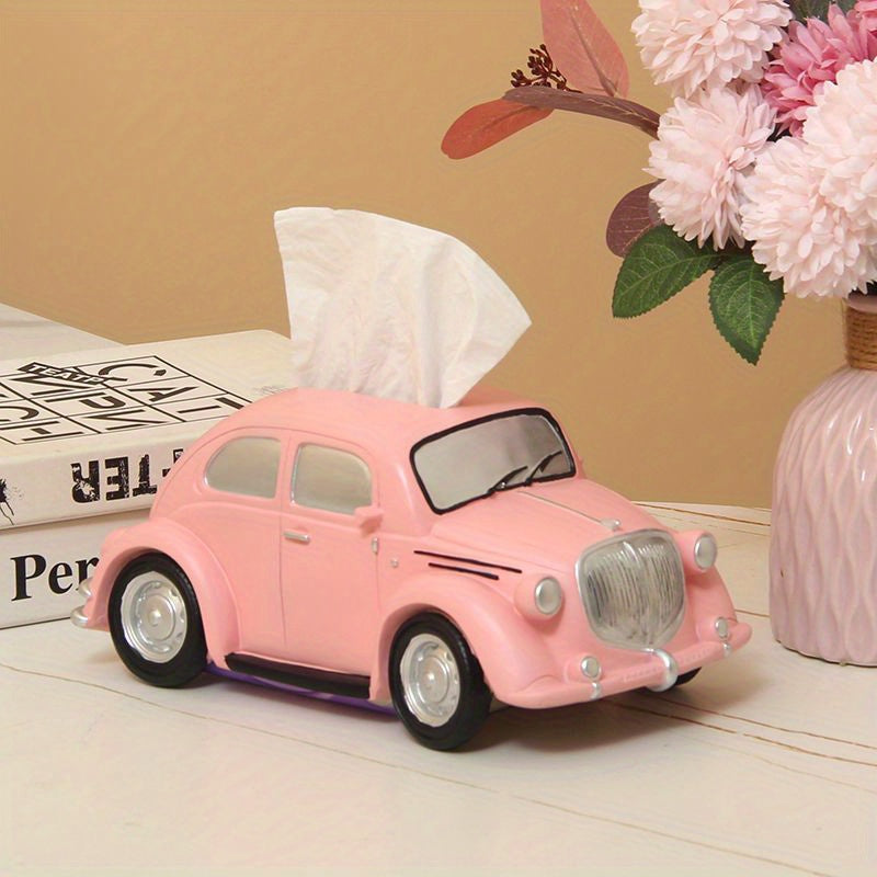 Car Tissue Box Household Living Room Napkin Chart Drum Desktop Cartoon Resin Storage Tissue Box Decorative Ornaments