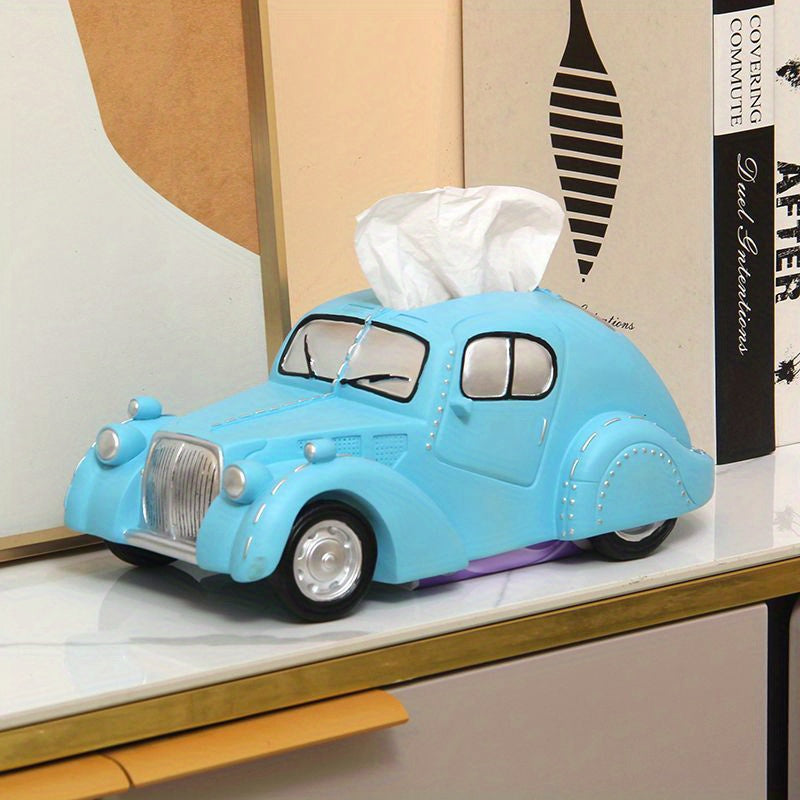 Car Tissue Box Household Living Room Napkin Chart Drum Desktop Cartoon Resin Storage Tissue Box Decorative Ornaments