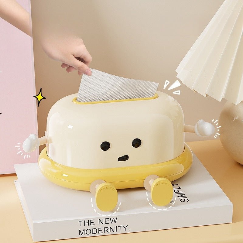 1 cute tissue box for household use, cream style quality tissue box for living room, toilet spring automatic lifting creative drawing box, toiletries