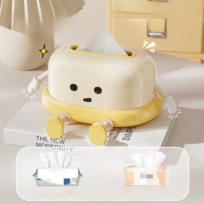 1 cute tissue box for household use, cream style quality tissue box for living room, toilet spring automatic lifting creative drawing box, toiletries