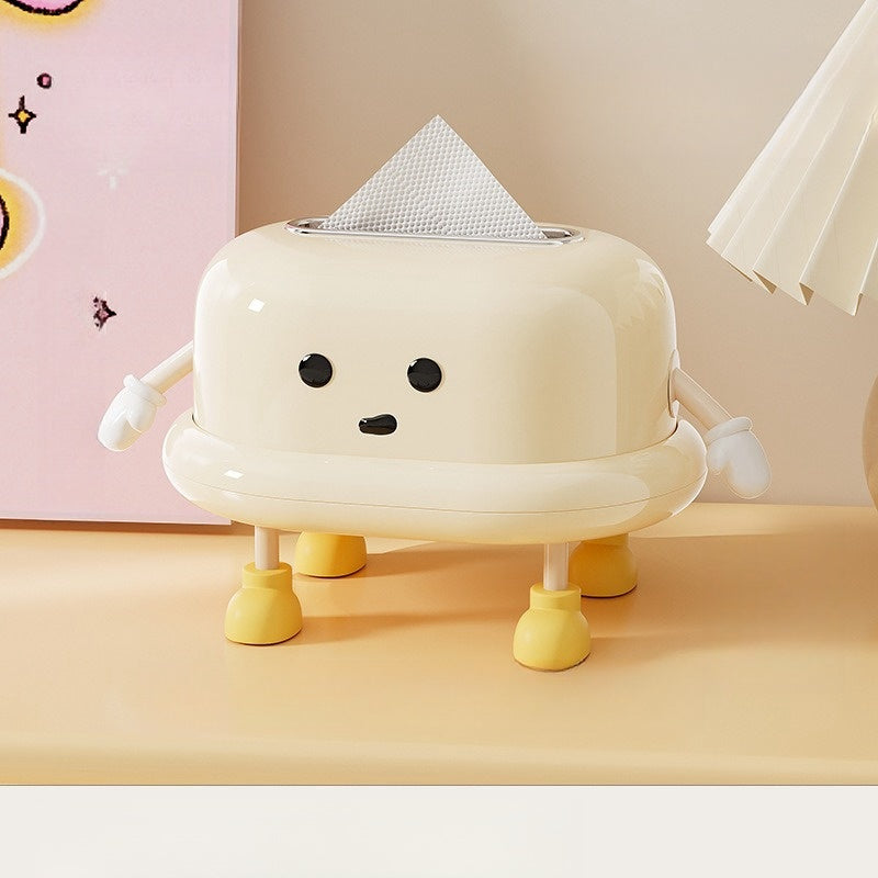 1 cute tissue box for household use, cream style quality tissue box for living room, toilet spring automatic lifting creative drawing box, toiletries