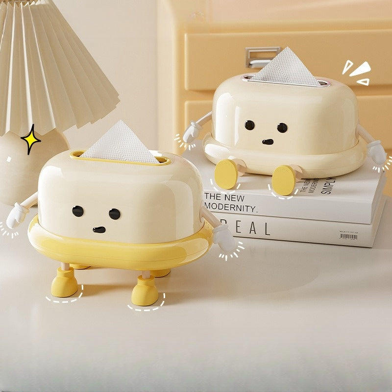 1 cute tissue box for household use, cream style quality tissue box for living room, toilet spring automatic lifting creative drawing box, toiletries