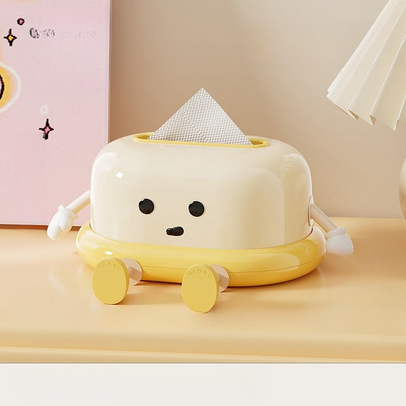 1 cute tissue box for household use, cream style quality tissue box for living room, toilet spring automatic lifting creative drawing box, toiletries