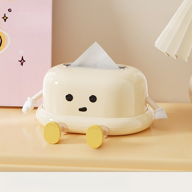 1 cute tissue box for household use, cream style quality tissue box for living room, toilet spring automatic lifting creative drawing box, toiletries