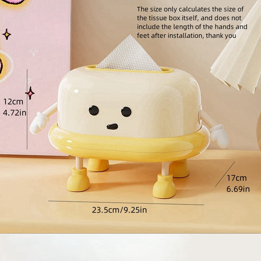 1 cute tissue box for household use, cream style quality tissue box for living room, toilet spring automatic lifting creative drawing box, toiletries