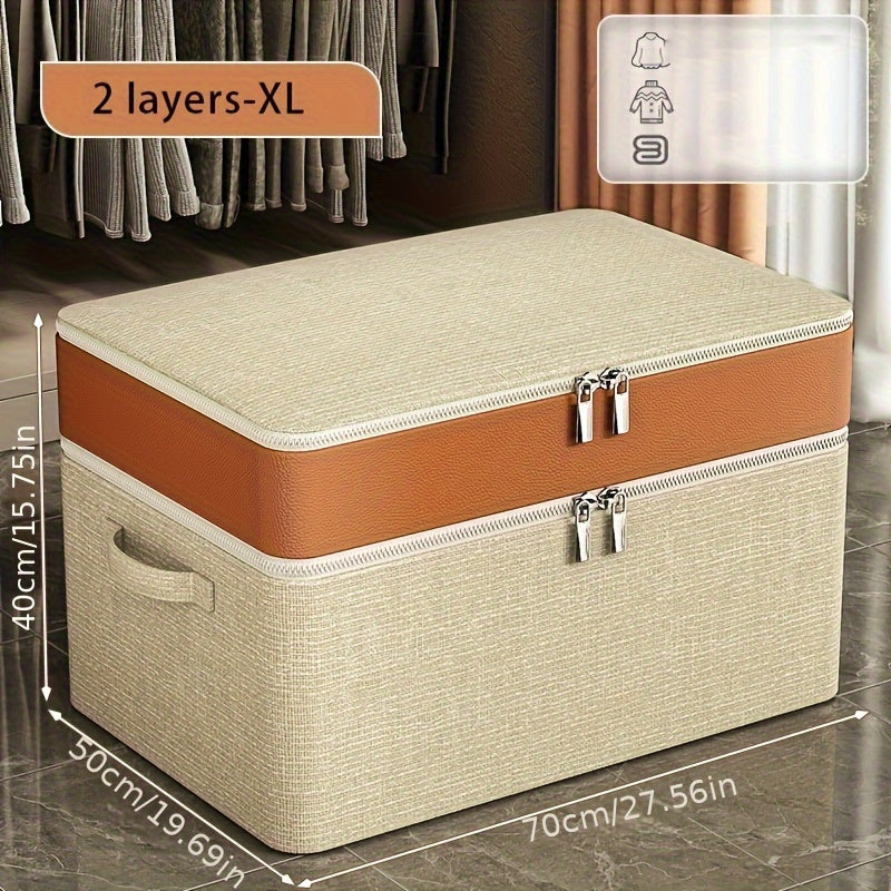 2-Pack Extra Large Stackable Storage Box, Suitable for Clothes, Shoes and Sundries, Polyester Fiber, Multi-Functional Storage Box, Suitable for Home, Dormitory, Wardrobe, Bedroom, Travel and Relocation