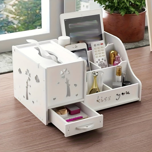 Tissue Box Living Room Multi-functional Remote Control Tabletop Collection And Arrangement Box Creative Household Coffee Table Napkin Box Draw Paper Box, Bedroom Cosmetics Collection Box