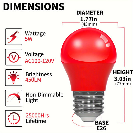 6pcs Halloween&Christmas LED Colored Light Bulbs, 5Watts (40W Equivalent), E26 Base, A15 LED Bulbs For Wedding Party Bar Mood Ambiance Decor