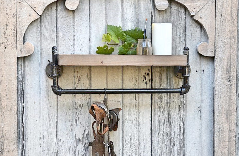 Rustic Wood and Pipe Shelf