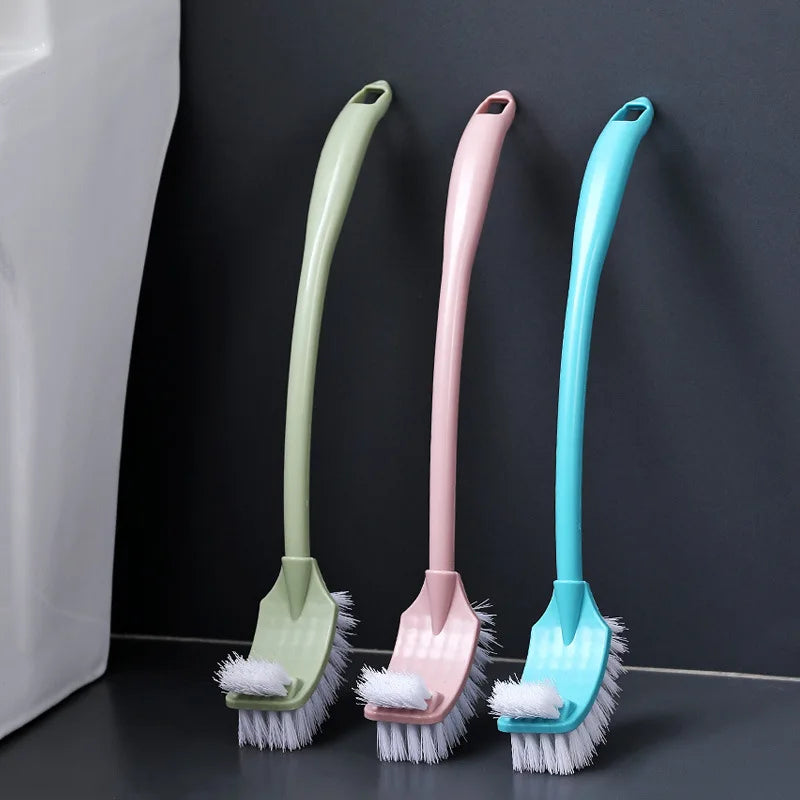 1PC Toilet Brush Dead Corner Decontamination Cleaning Double Side Curved Plastic Brush Toilet Bathroom Plastic Long Handle Brush