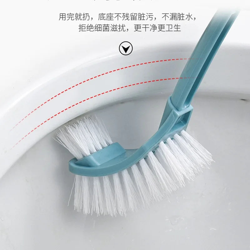 1PC Toilet Brush Dead Corner Decontamination Cleaning Double Side Curved Plastic Brush Toilet Bathroom Plastic Long Handle Brush