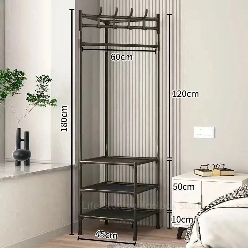 2/3 Layer Corner Coat Rack Hanger Floor Standing Clothes racks Removable Clothing Rack Storage Shelf Cabinet Hanger Stand