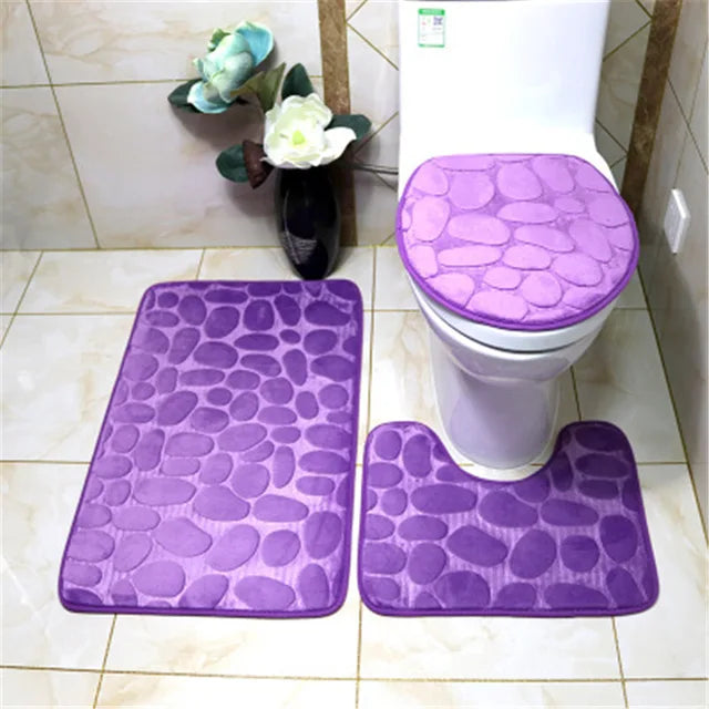 2/3 PC  Bathroom Bath Mat Set Toilet Soft Non Slip 2PCS Bath Mat Bathroom Rug Shower Carpets Set Toilet Lid Cover Floor Mats