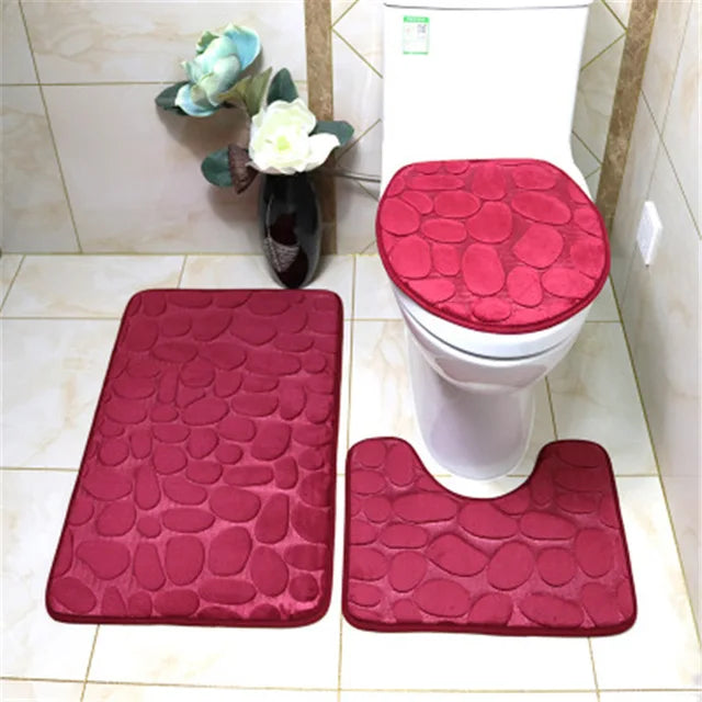 2/3 PC  Bathroom Bath Mat Set Toilet Soft Non Slip 2PCS Bath Mat Bathroom Rug Shower Carpets Set Toilet Lid Cover Floor Mats