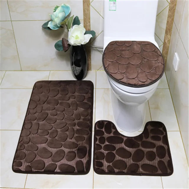 2/3 PC  Bathroom Bath Mat Set Toilet Soft Non Slip 2PCS Bath Mat Bathroom Rug Shower Carpets Set Toilet Lid Cover Floor Mats