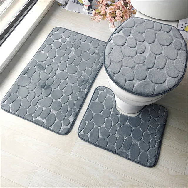 2/3 PC  Bathroom Bath Mat Set Toilet Soft Non Slip 2PCS Bath Mat Bathroom Rug Shower Carpets Set Toilet Lid Cover Floor Mats