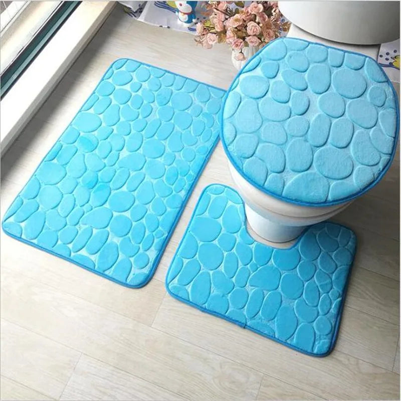 2/3 PC  Bathroom Bath Mat Set Toilet Soft Non Slip 2PCS Bath Mat Bathroom Rug Shower Carpets Set Toilet Lid Cover Floor Mats