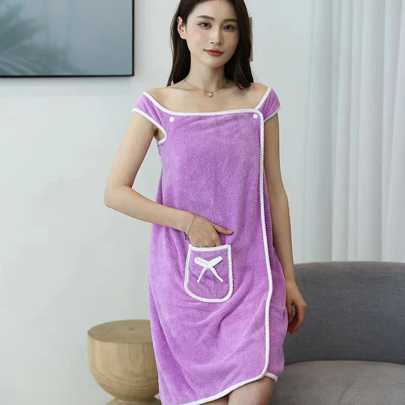 2022 Multi-function Women Large Size Sexy Bathrobe Sling Sexy Tube Top Can Wear Bath Towel Soft Absorbent Bathrobe Coral Fleece