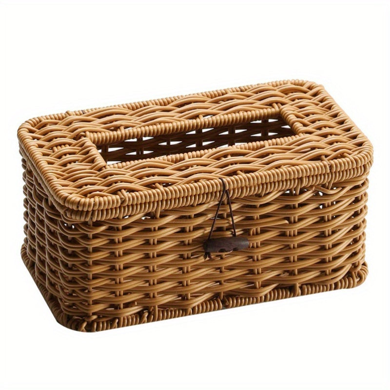 1 piece rattan woven rectangular tissue box holder exquisite and beautiful tissue box, rattan wicker bedroom\u002Fliving room\u002Fdining room\u002Fhotel\u002Fcar, living room, bathroom paper box, boho style decorative woven tissue paper box