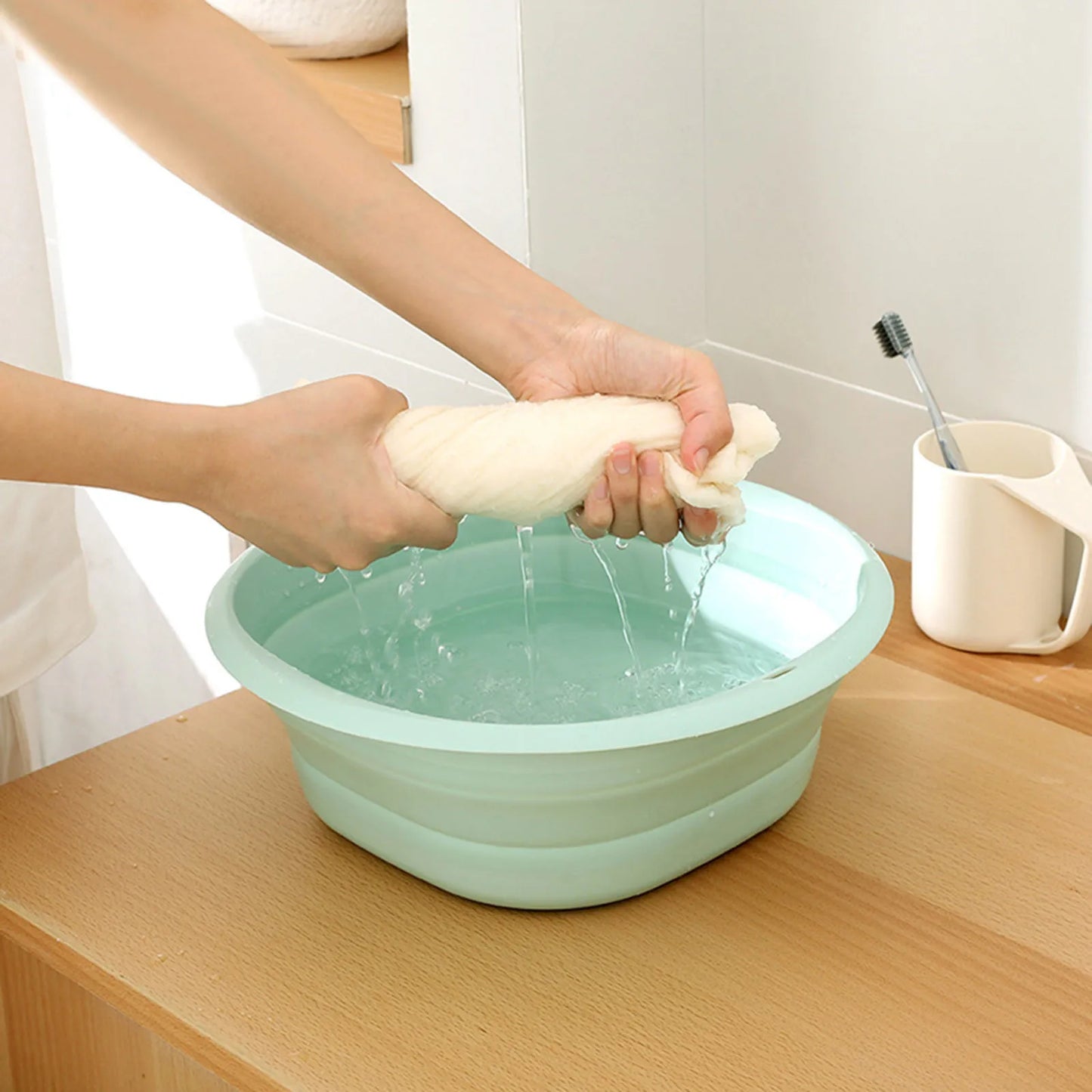 26cm Foldable Washbasin Portable Plastic Basins Laundry Tub Durable Bathroom Kitchen Accessories Picnic Cleaning Tool