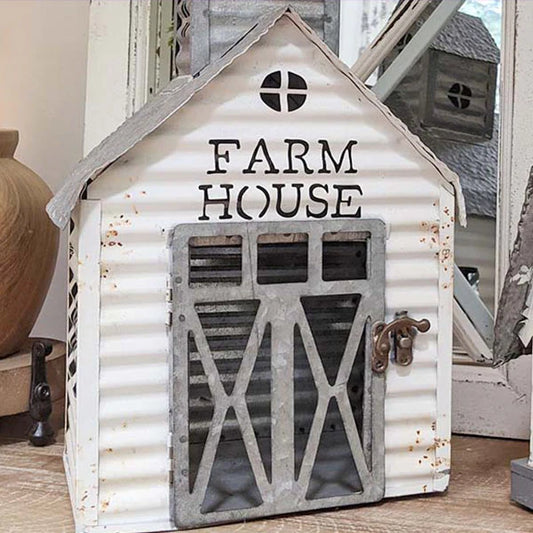 Whitewashed Farmhouse Metal Barn, Large