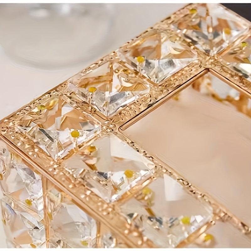 Elegant Crystal-Inspired Tissue Box Cover - Square, Decorative Napkin Holder for Bathroom Vanity, Bedroom & Office Desk