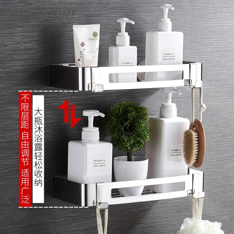 304 Stainless Steel Bathroom Triangle Rack Shelf Punch-free Wall Mounted Corner Rack Shampoo Bath Cleanser Shower Storage Rack