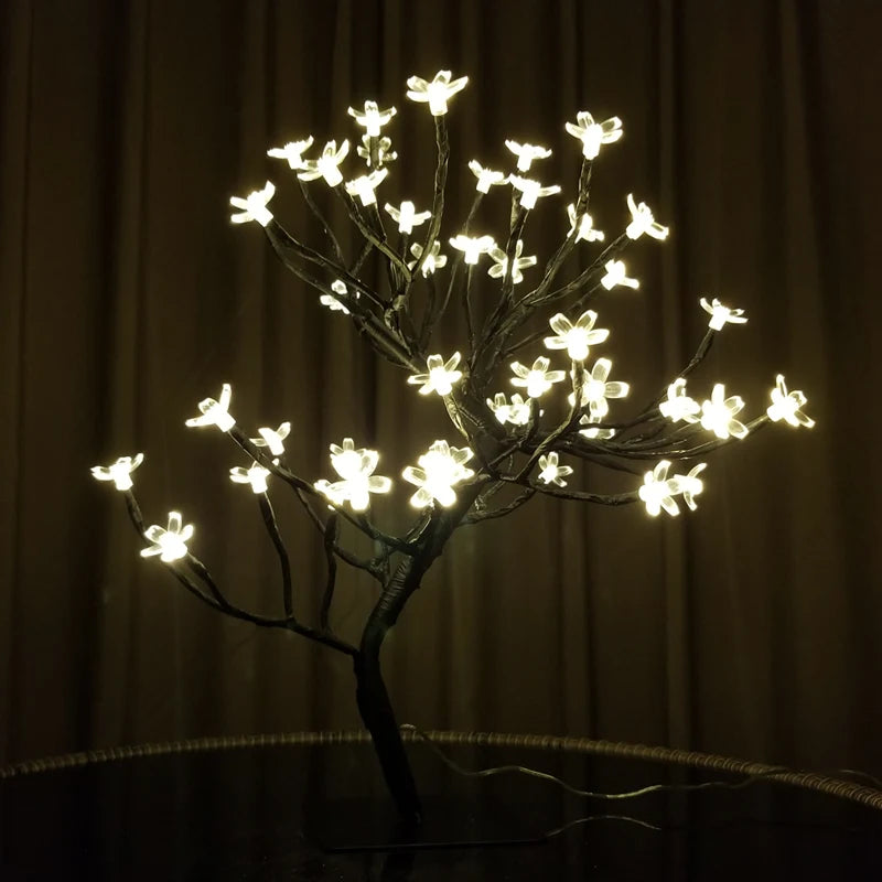 36/48 LED Decor Desk Lamp Cherry Blossom Tree USB Atmosphere Lamp For Home Bedroom Decorative Lights Holiday lighting Nightlight