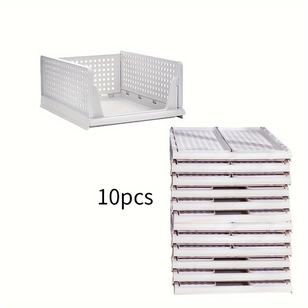 10 pieces of wardrobe layer divider, cabinet drawer type clothing organizer shelf, quick assembly of bedroom clothes storage box, sliding rail foldable design wardrobe basket