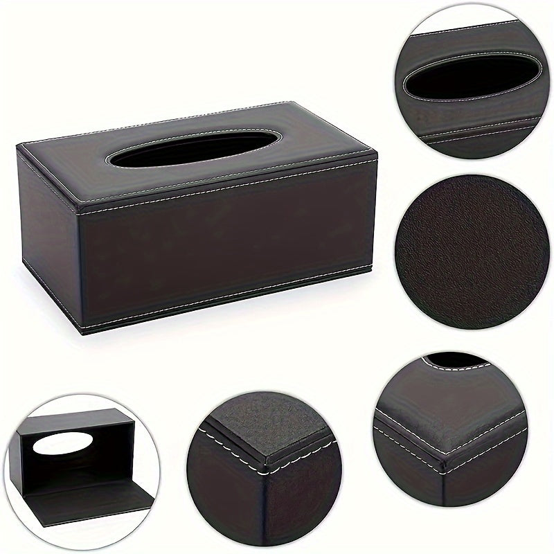 A Stylish Leather Rectangular Tissue Box Sleeve With Lid Decorative Tissue Box For Home, Office And Car Use - Stylish Leather Tissue Holder