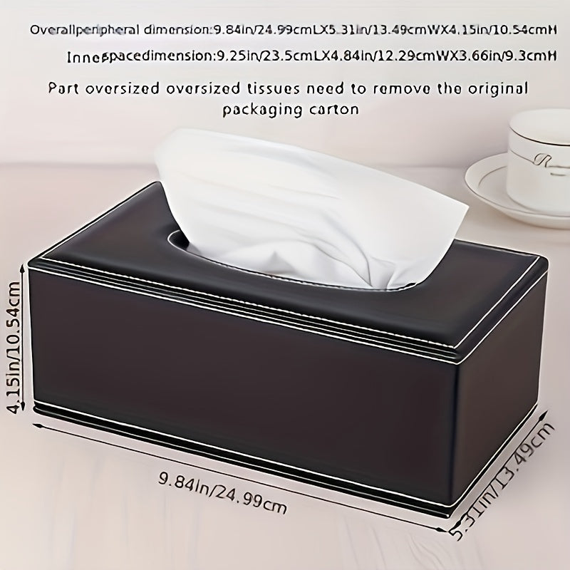 A Stylish Leather Rectangular Tissue Box Sleeve With Lid Decorative Tissue Box For Home, Office And Car Use - Stylish Leather Tissue Holder