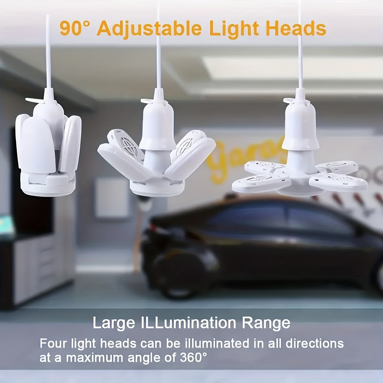 1pc Foldable LED Garage Light, E26\u002FE27 28W\u002F6500K 4-leaf Foldable, Energy-saving, Efficient, And Bright LED Bulb