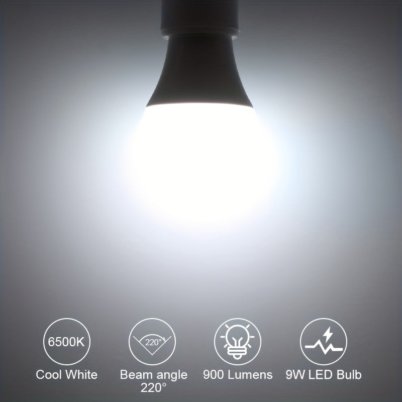 LED Light Bulb, 60W Equivalent, A19 9W Lightbulbs 120V 900LM, Cool White 6500K \u002F Daylight White 5000K \u002F Warm White 3000K, E26 Medium Base, Non Dimmable, 6Pack