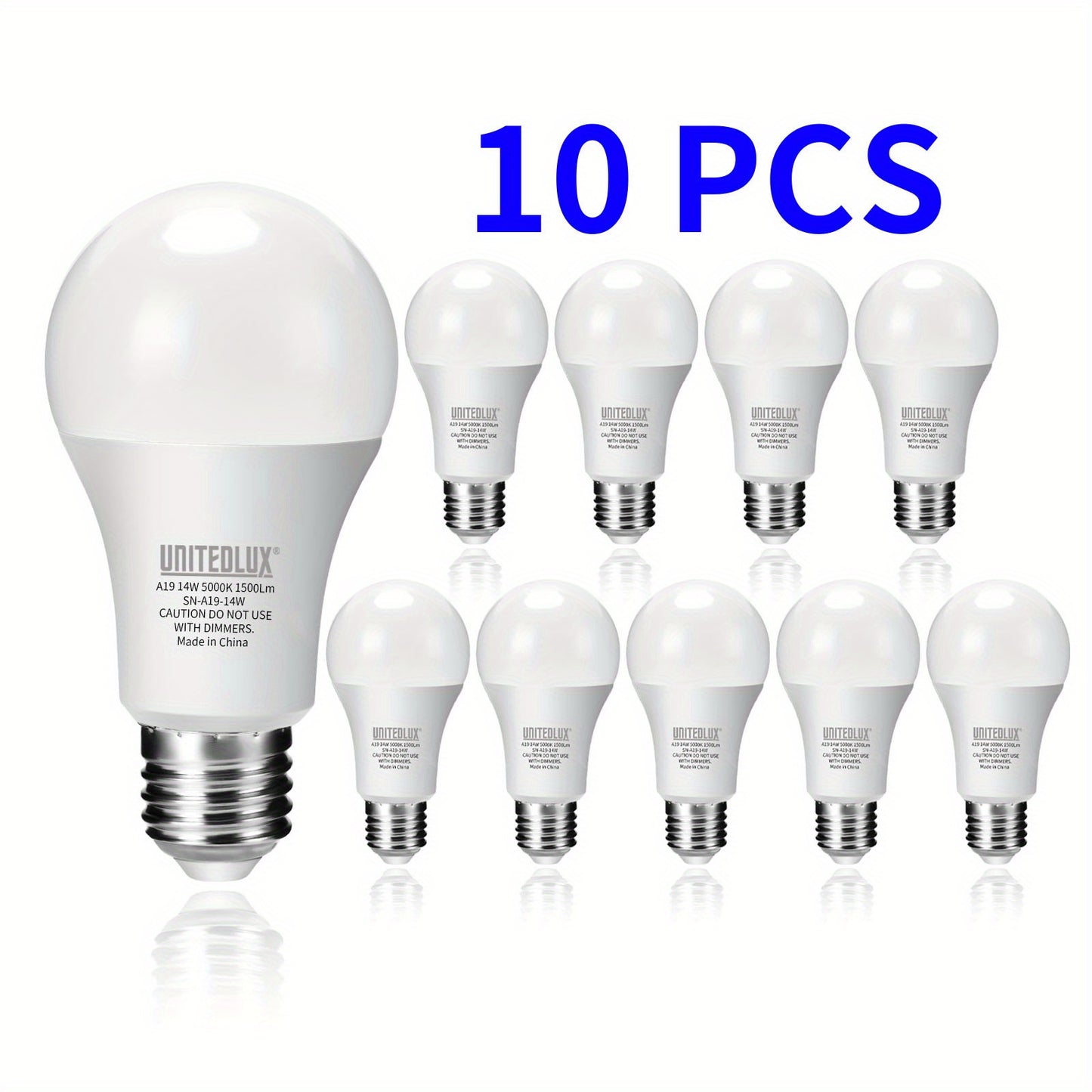 10pcs LED Light Bulbs 14W (100W Equivalent), A19 E26 LED Light Bulbs, 1500Lm CRI90+ Light Bulbs For Home Lighting Decor