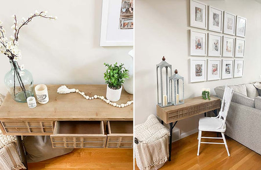 Modern Farmhouse Wooden Desk with Drawers