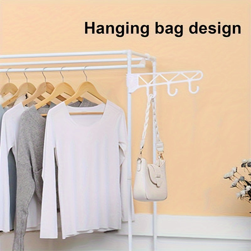 Metal Portable Closet Organizer with 8 Shelves and Hanging Rod, Durable Wardrobe Storage Rack for Clothes and Accessories, Free Standing Clothing Rack without Golden Pipes, Portable Closets