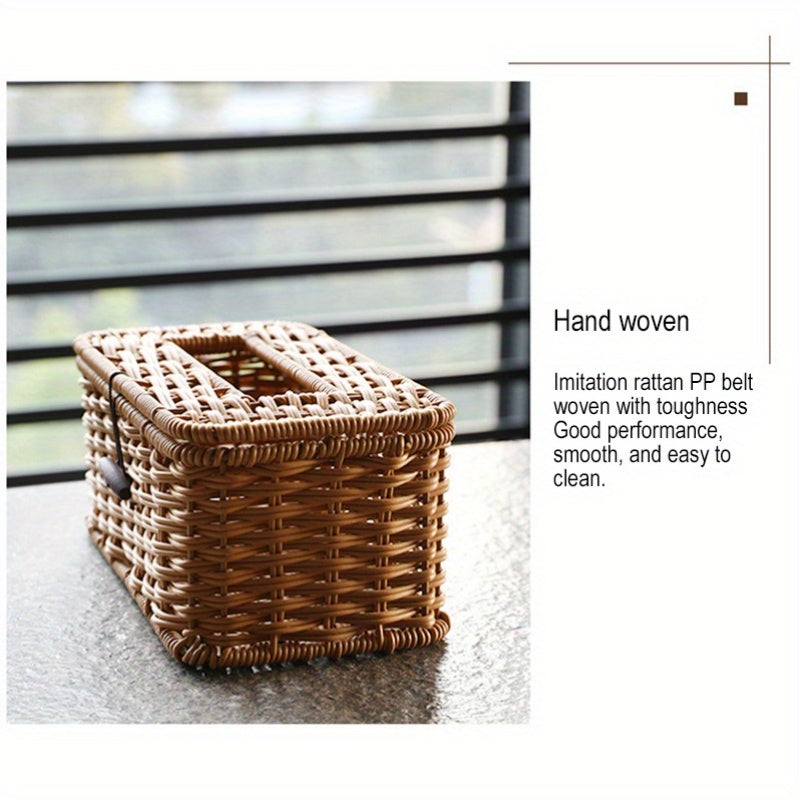 1 piece rattan woven rectangular tissue box holder exquisite and beautiful tissue box, rattan wicker bedroom\u002Fliving room\u002Fdining room\u002Fhotel\u002Fcar, living room, bathroom paper box, boho style decorative woven tissue paper box