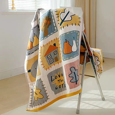 70x140CM Cotton Gauze Bath Towel Adult Children Soft Cartoon Animal Bathroom Absorbent Quick-drying Beach Travel Free Of Charge