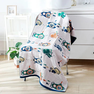 70x140CM Cotton Gauze Bath Towel Adult Children Soft Cartoon Animal Bathroom Absorbent Quick-drying Beach Travel Free Of Charge