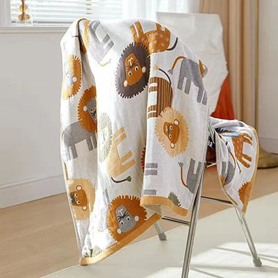 70x140CM Cotton Gauze Bath Towel Adult Children Soft Cartoon Animal Bathroom Absorbent Quick-drying Beach Travel Free Of Charge