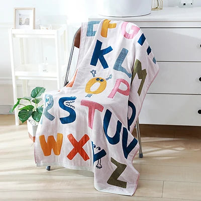 70x140CM Cotton Gauze Bath Towel Adult Children Soft Cartoon Animal Bathroom Absorbent Quick-drying Beach Travel Free Of Charge